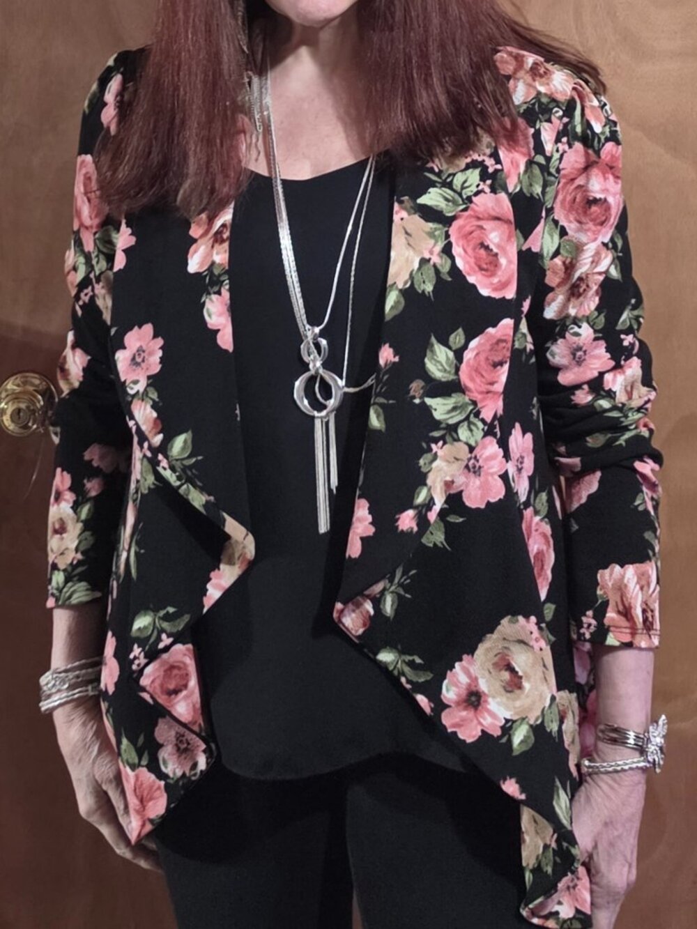 Waterfall Front Flowered Jacket (Unlined)
